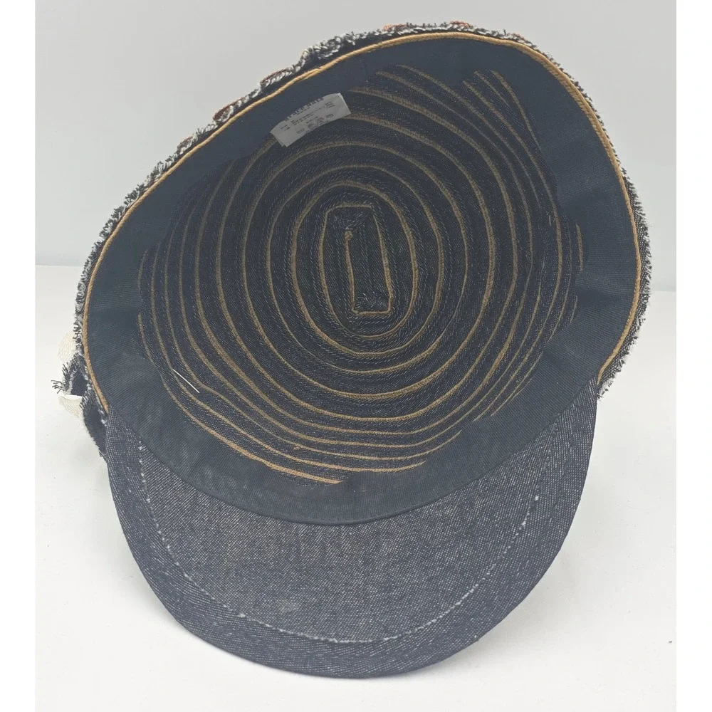 Grace Hats Cloche Newsboy Cap 57cm Blue Brown‎ Lace Flower Denim